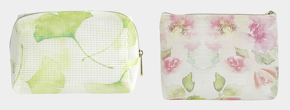 Mesh cosmetic bag seam and edge binding sample