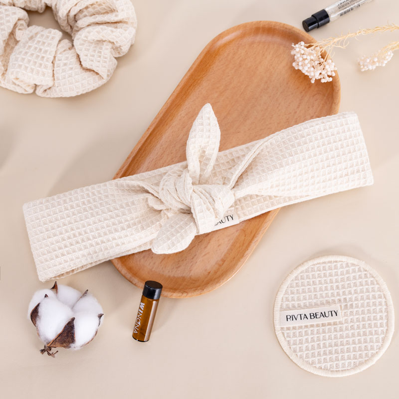 headband material and sample approval for cosmetic bag set