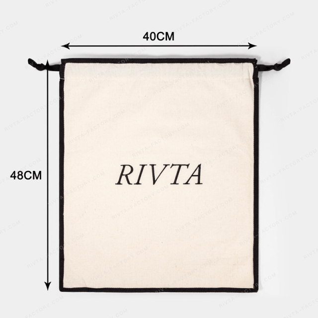 Custom recycled cotton canvas drawstring dust bag for handbag packaging with logo