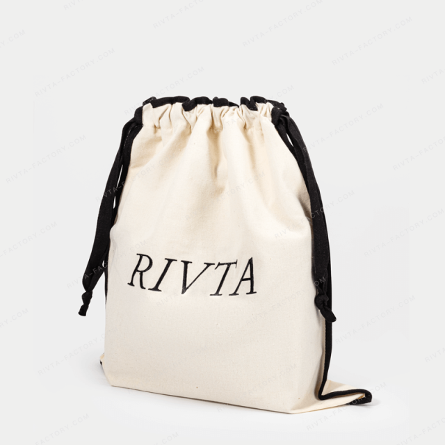 Custom recycled cotton canvas drawstring dust bag for handbag packaging with logo