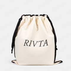 Custom recycled cotton canvas drawstring dust bag for handbag packaging with logo