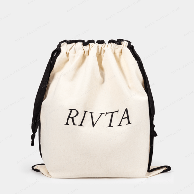 Custom recycled cotton canvas drawstring dust bag for handbag packaging with logo