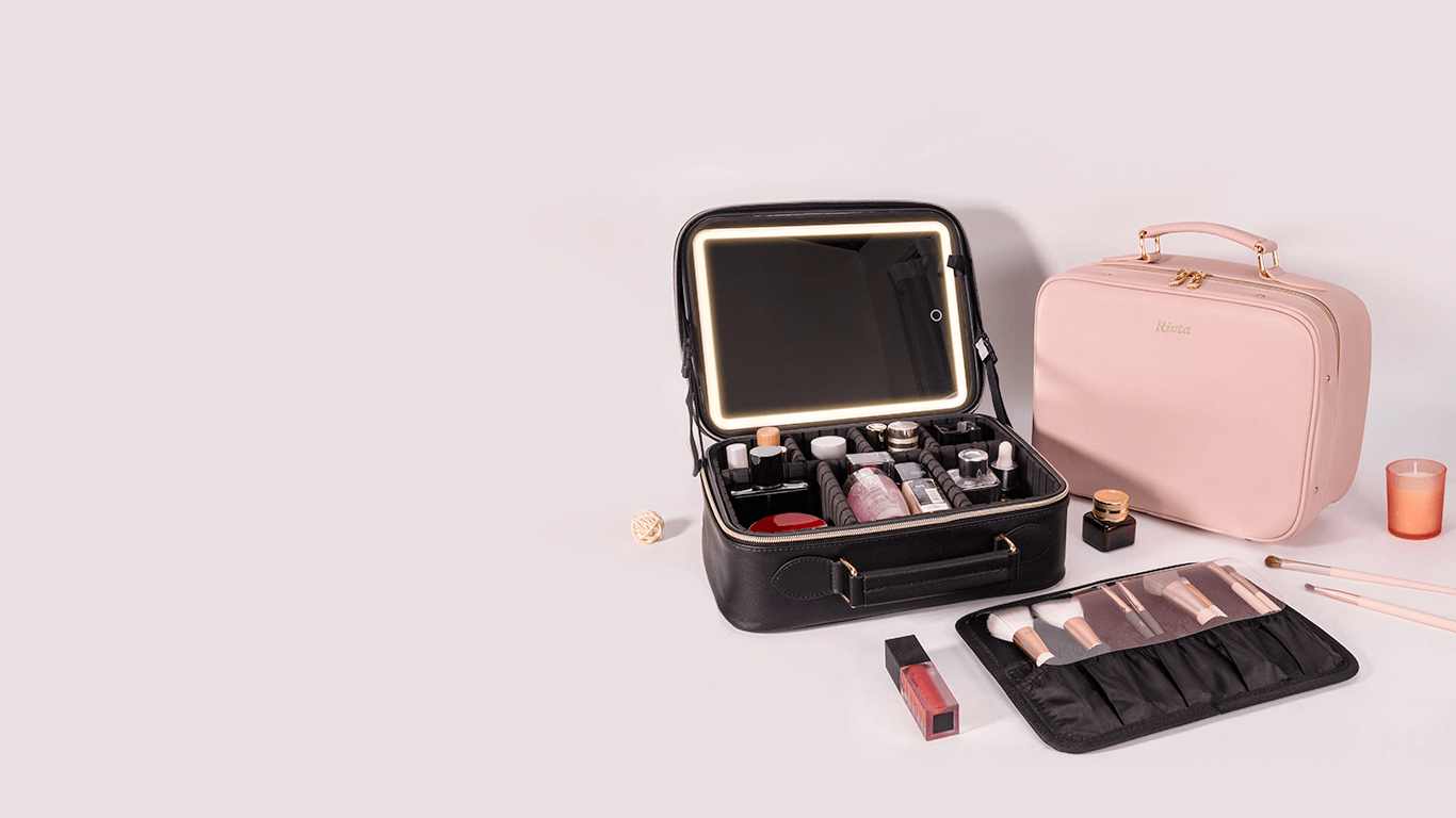 Custom professional makeup vanity case with adjustable dividers