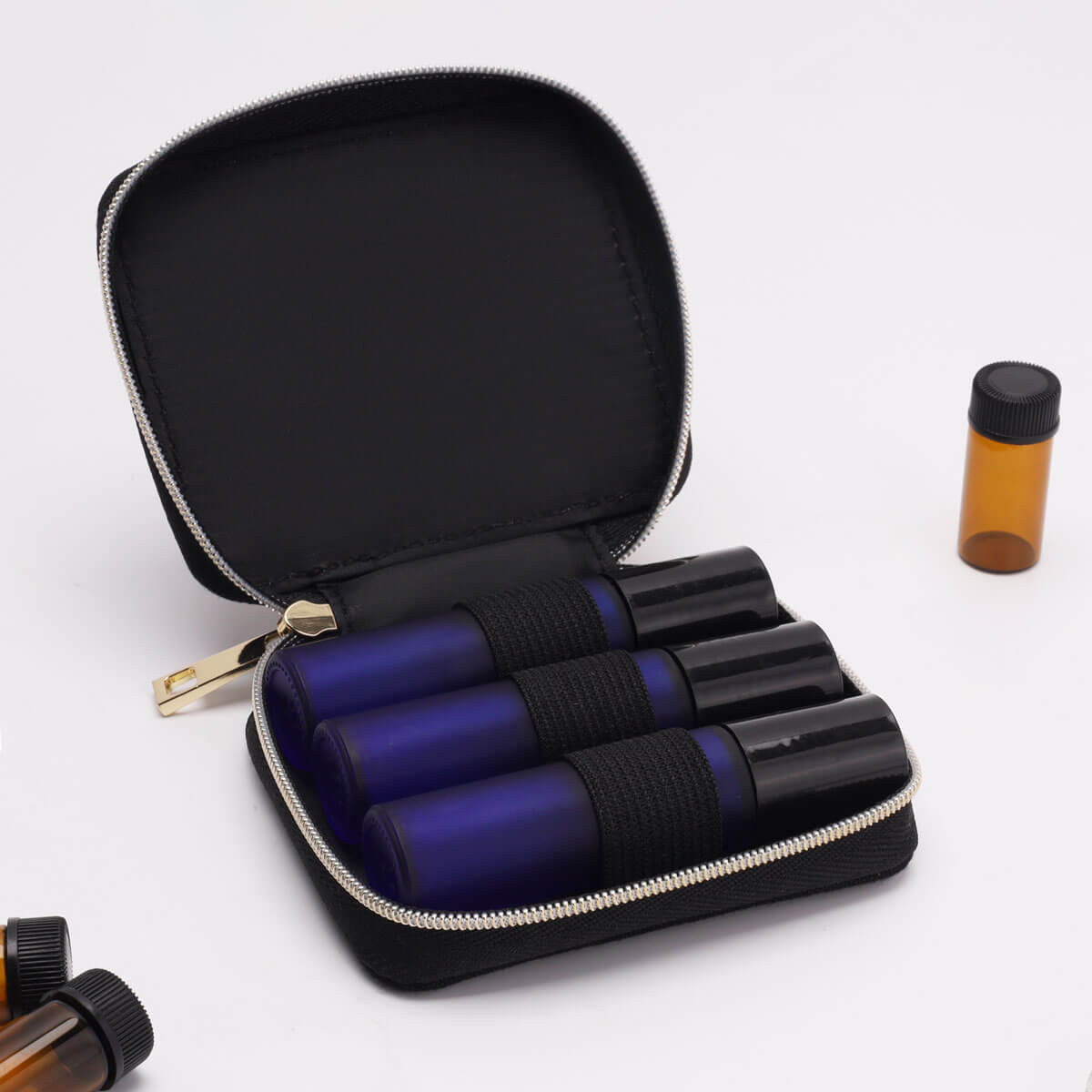 Close-up of a bamboo fiber essential oil wallet made in our factory