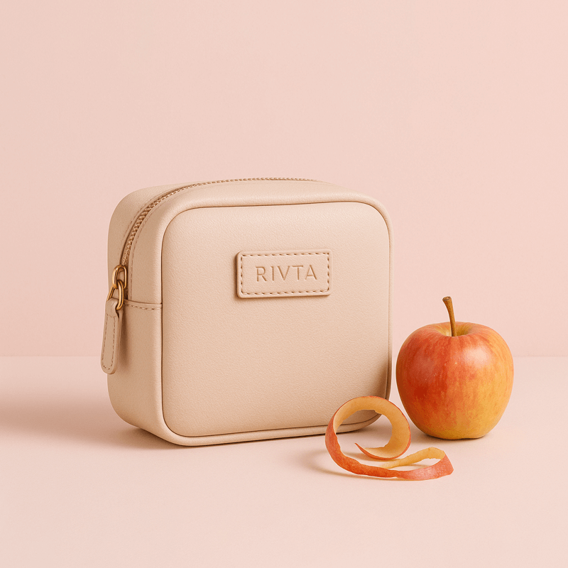 Custom luxury cosmetic bag made from Desser to Apple Leather