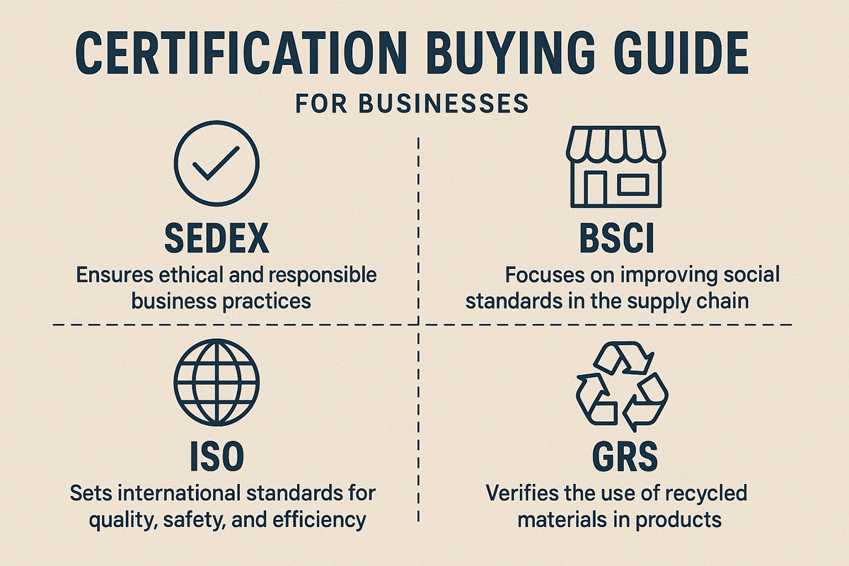 An infographic explaining the different certifications for business buyers