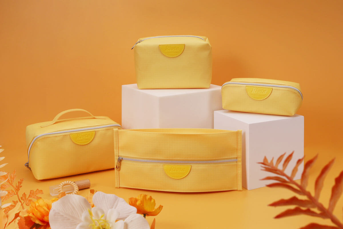 A collection of stylish, durable, and reusable cosmetic travel bags