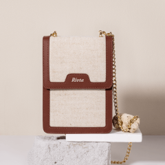 CBD001 - Apple leather & Jute - Crossbody Bag