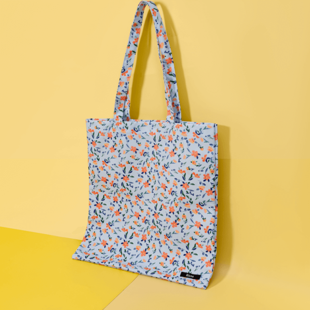 Floral Pattern RPET Canvas Tote Bag | Recycled Fabric Promotional Bag | Custom Print Wholesale - HAB151