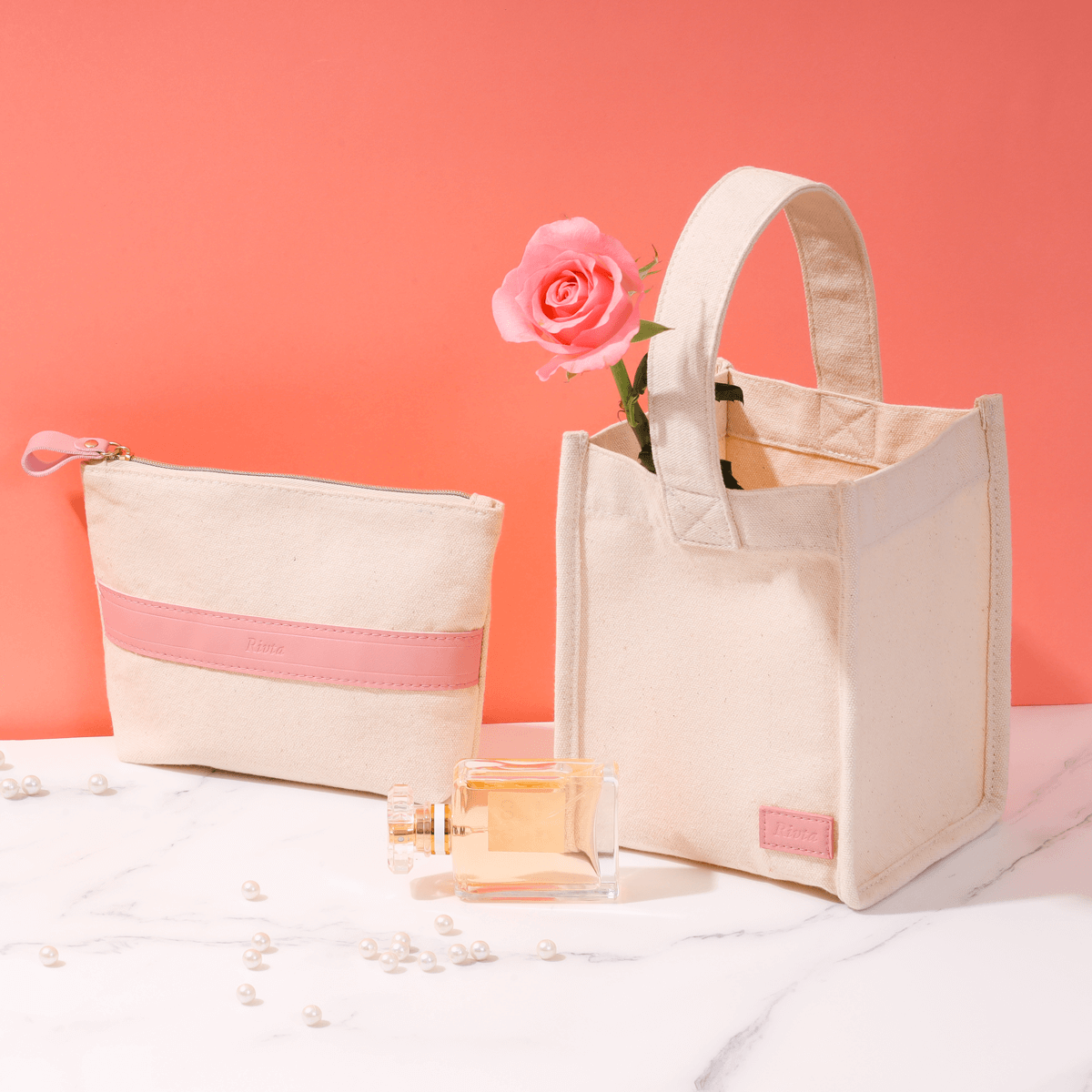 Custom Organic Cotton cosmetic bags 