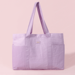 Custom Recycled Nylon Tote Bag Purple | Durable Lightweight Shopping Tote | Bulk Supplier - HAB158