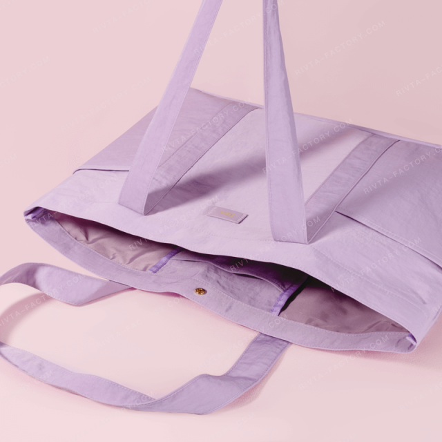 Custom Recycled Nylon Tote Bag Purple | Durable Lightweight Shopping Tote | Bulk Supplier - HAB158