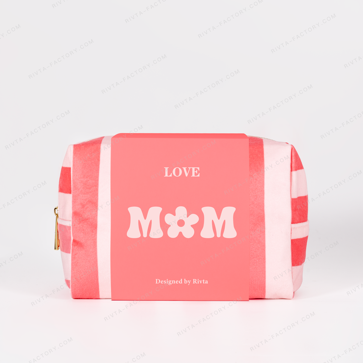 Velvet cosmetic pouch with a printed sleeve for VIP travel gift presentation