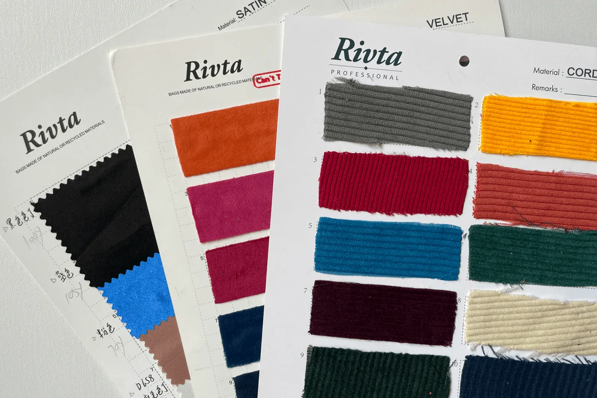 Collection of RPET textures including velvet satin and corduroy