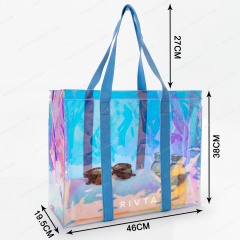 Custom Holographic TPU Tote Bag | Trendy Clear Summer Beach Bag | Wholesale Promotional Item - HAB159