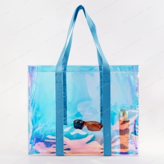 Custom Holographic TPU Tote Bag | Trendy Clear Summer Beach Bag | Wholesale Promotional Item - HAB159