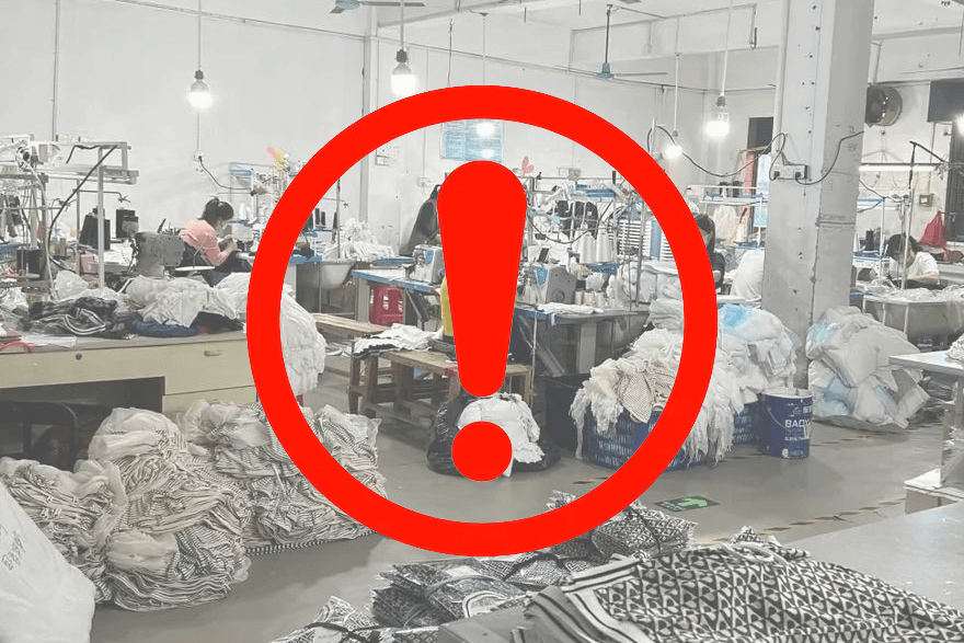 Warehouse worker in a disorganized and potentially unsafe factory environment