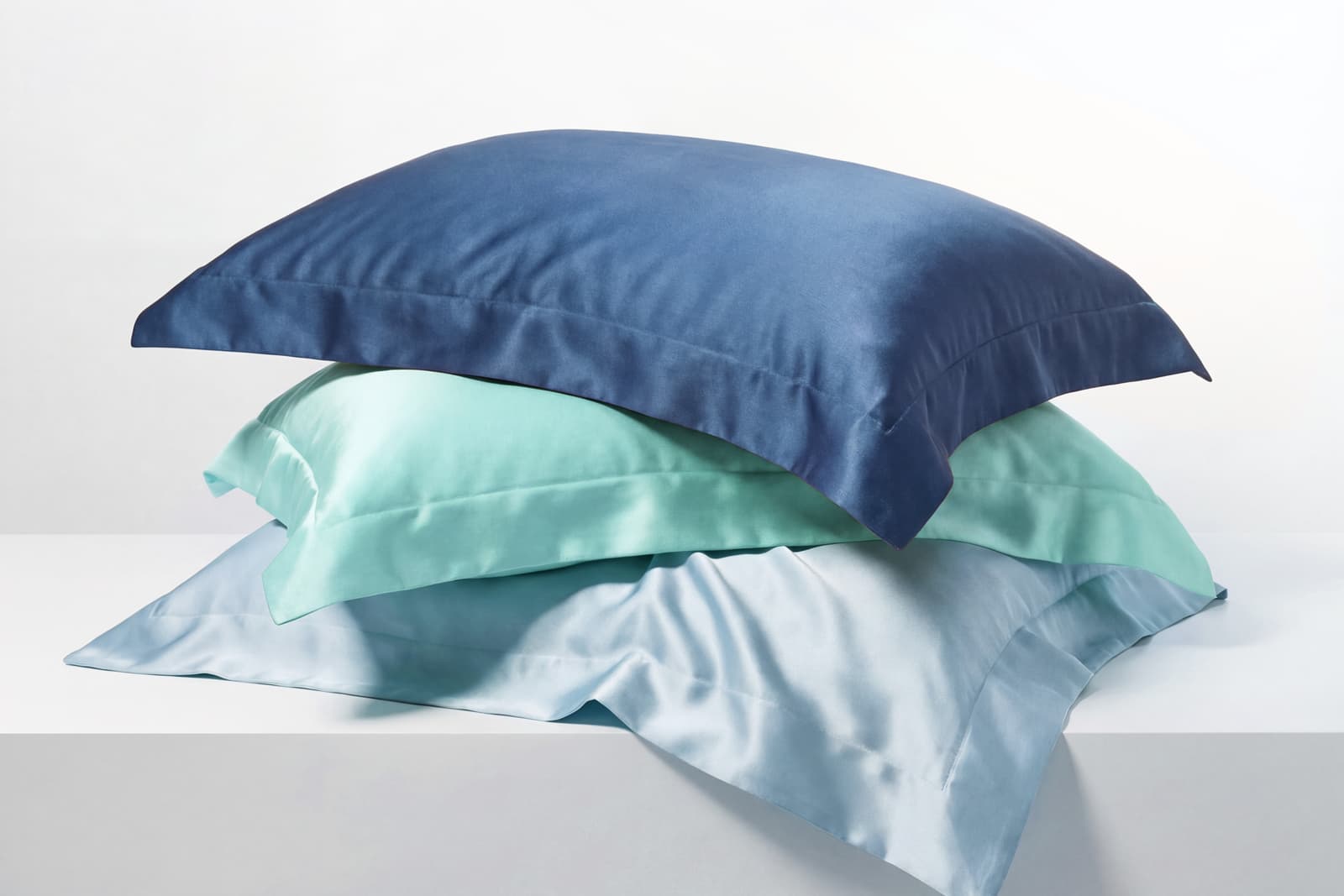 Sustainable pillowcase collection on a bed
