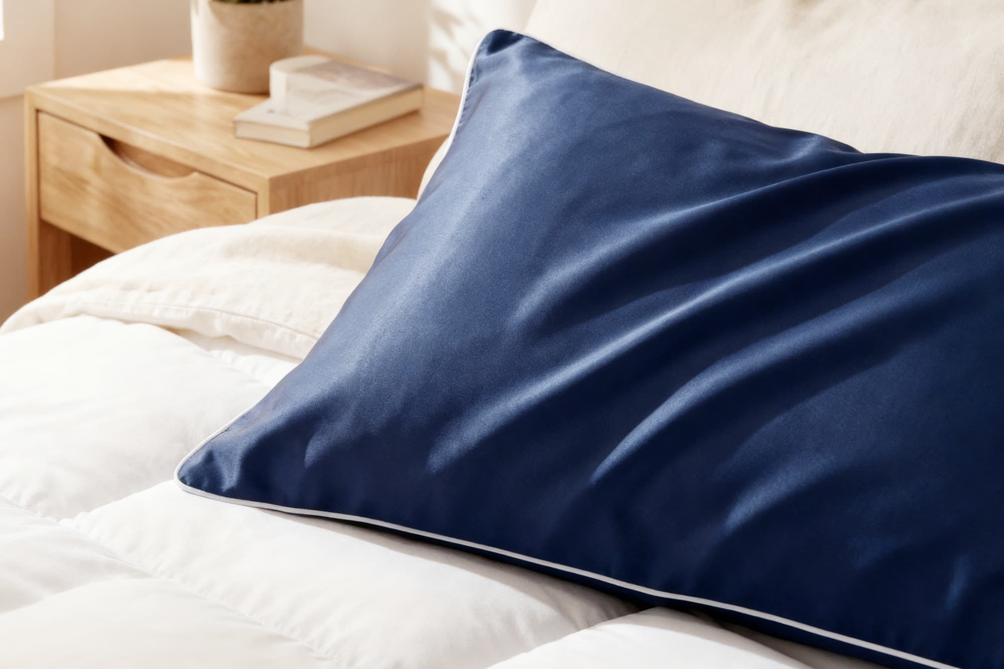 lifestyle photo of a woman using a bamboo pillowcase