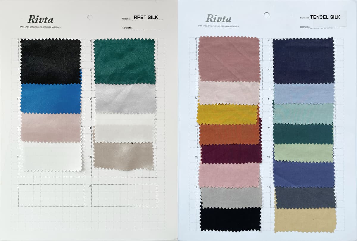 swatches of RPET Bamboo and Tencel fabrics