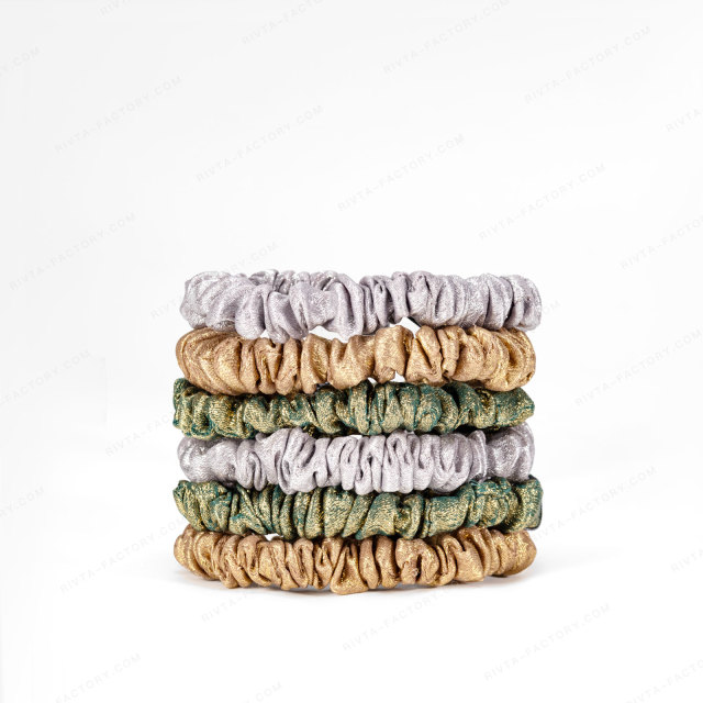 Recycled Polyester Fiber Scrunchie Gold | Vegan Silk Alternative Hair Tie | Sustainable Wholesale - BEA075