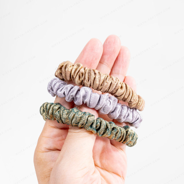 Recycled Polyester Fiber Scrunchie Gold | Vegan Silk Alternative Hair Tie | Sustainable Wholesale - BEA075