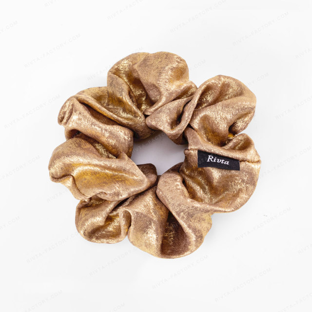 Recycled Polyester Fiber Scrunchie Gold | Vegan Silk Alternative Hair Tie | Sustainable Wholesale - BEA076