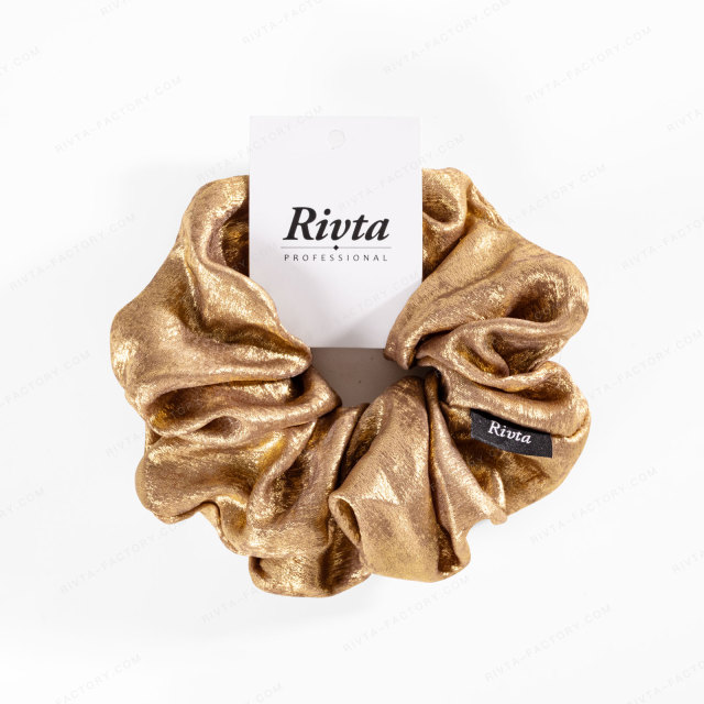 Recycled Polyester Fiber Scrunchie Gold | Vegan Silk Alternative Hair Tie | Sustainable Wholesale - BEA076