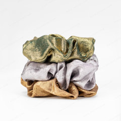 Recycled Polyester Fiber Scrunchie Gold | Vegan Silk Alternative Hair Tie | Sustainable Wholesale - BEA076