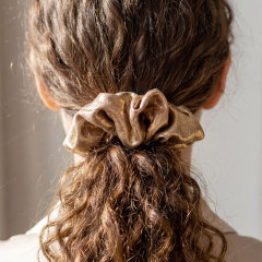 Recycled Polyester Fiber Scrunchie Gold | Vegan Silk Alternative Hair Tie | Sustainable Wholesale - BEA076