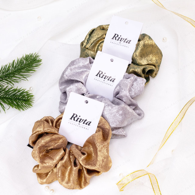 Recycled Polyester Fiber Scrunchie Gold | Vegan Silk Alternative Hair Tie | Sustainable Wholesale - BEA076