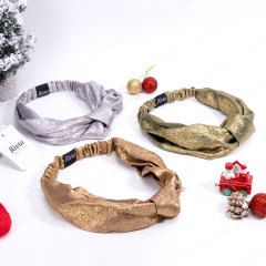 Recycled Polyester Fiber Headbands Gold | Vegan Silk Alternative Headbands | Sustainable Wholesale - BEA076