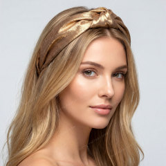 Recycled Polyester Fiber Headbands Gold | Vegan Silk Alternative Headbands | Sustainable Wholesale - BEA076