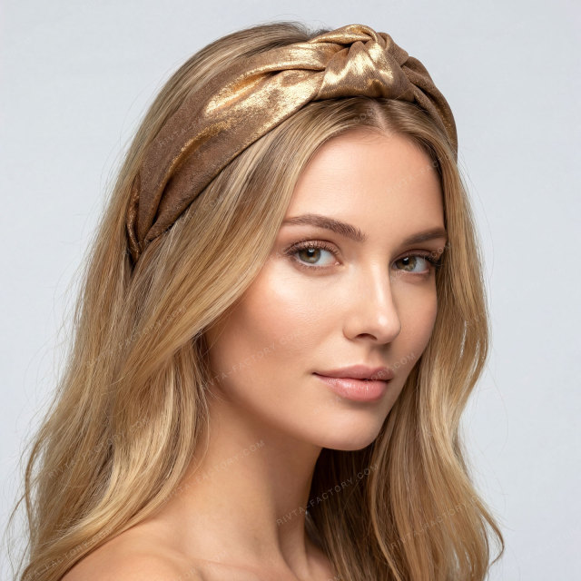 Recycled Polyester Fiber Headbands Gold | Vegan Silk Alternative Headbands | Sustainable Wholesale - BEA076