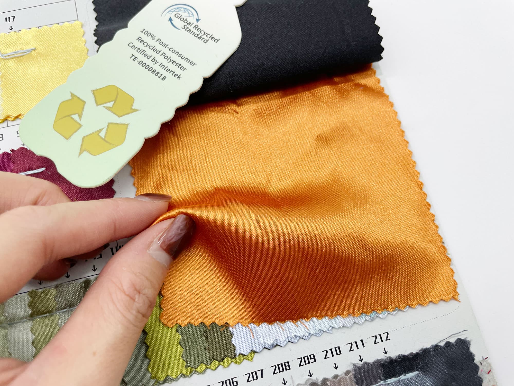 RPET silk texture material for recycled makeup bags