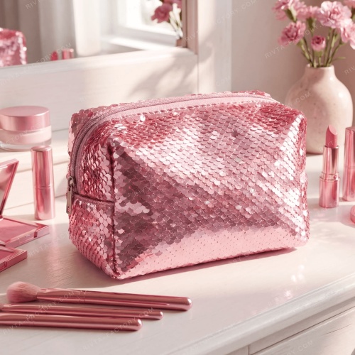Makeup pouches with custom luggage tag companion accessory
