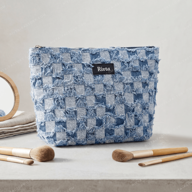 Custom Denim Fabric Cosmetic Bag - CBC215