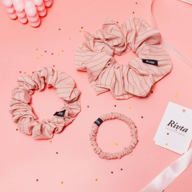 Bamboo Fiber Scrunchie Pink  Vegan Silk Alternative Hair Tie  Sustainable Wholesale - BEA089