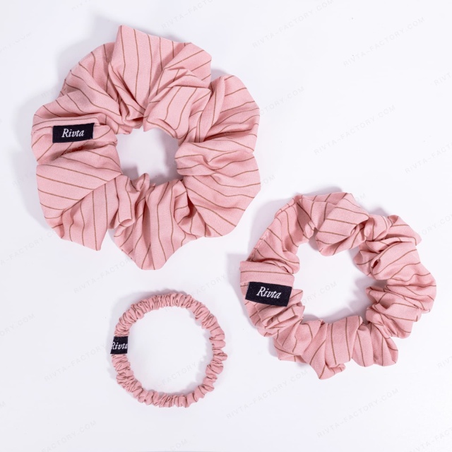 Bamboo Fiber Scrunchie Pink  Vegan Silk Alternative Hair Tie  Sustainable Wholesale - BEA089