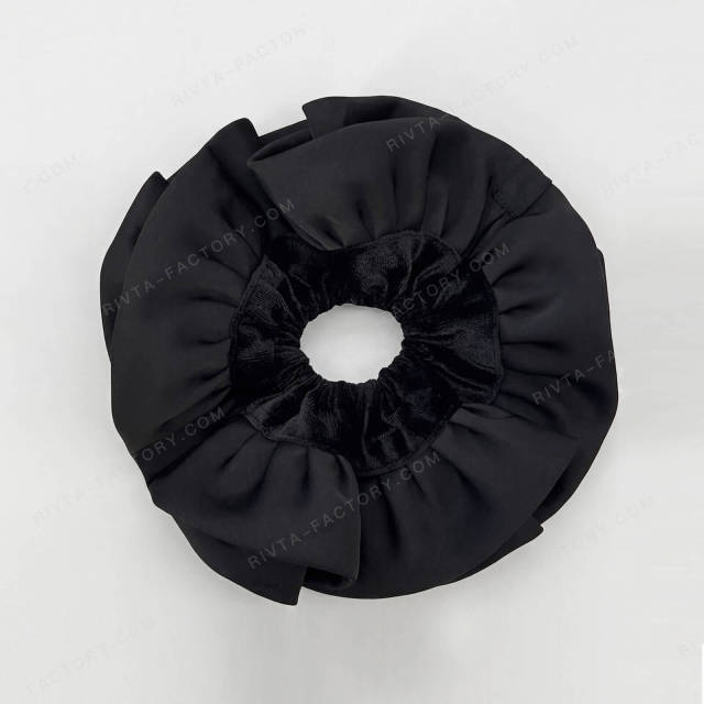 Recycled PET Satin Scrunchie | Black Sustainable Hair Tie | Wholesale - BEA198