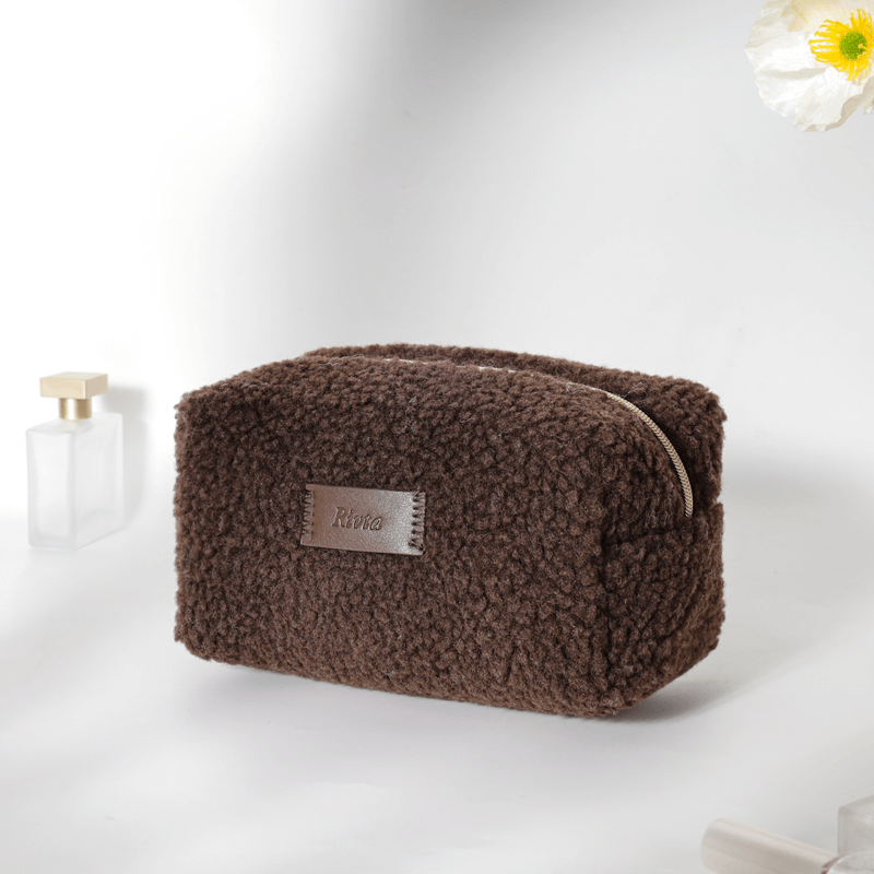 Fleece rPET cosmetic bag made from recycled plastic bottles
