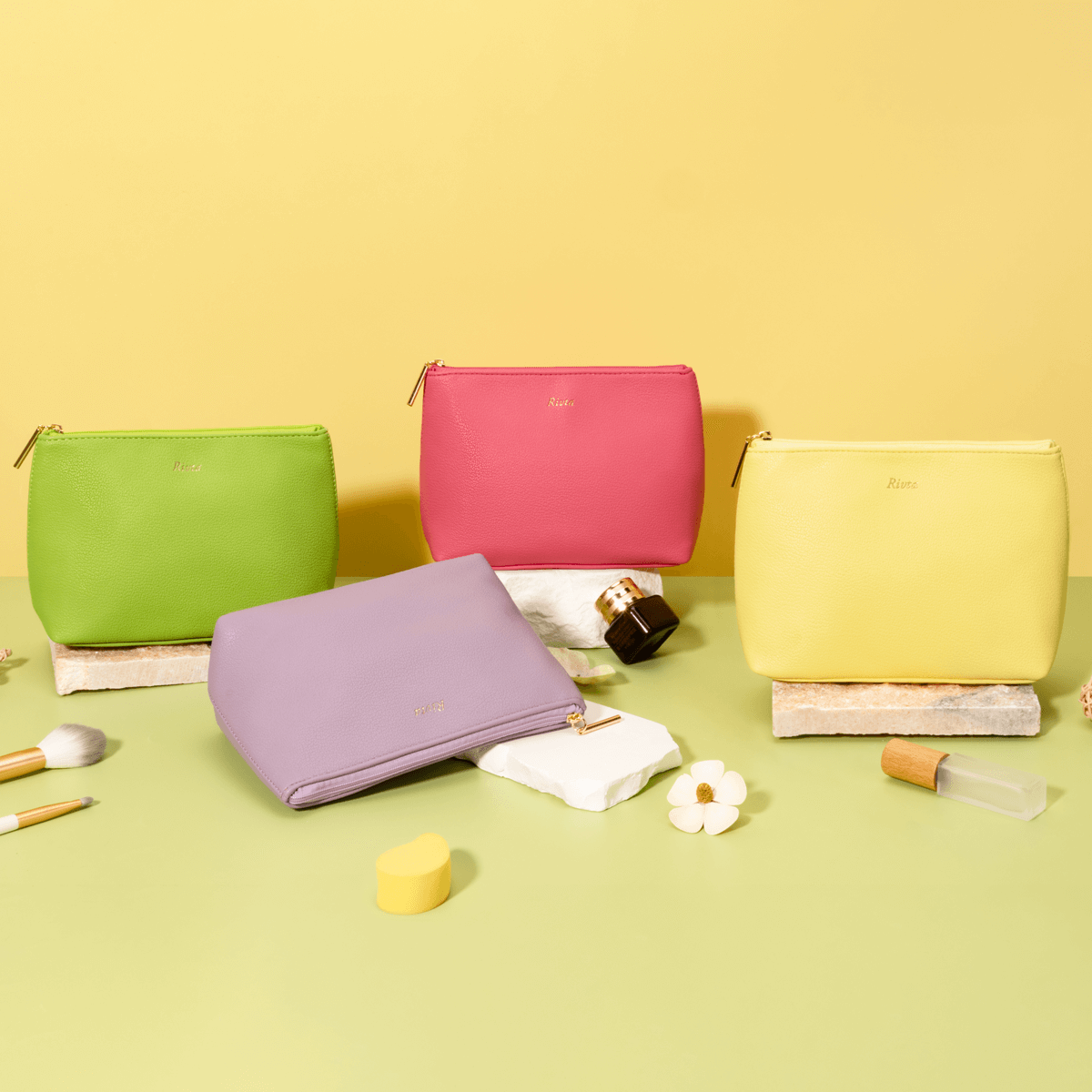 Retail-ready premium makeup pouch for beauty brand SKU development