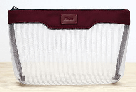 Nylon mesh cosmetic pouch for lightweight beauty programs