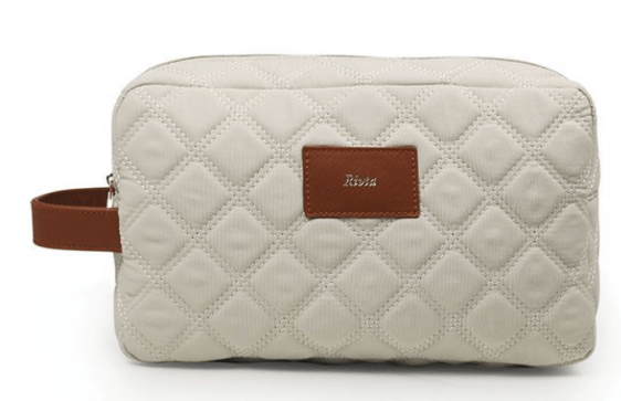 Quilted nylon cosmetic pouch for beauty brand sourcing