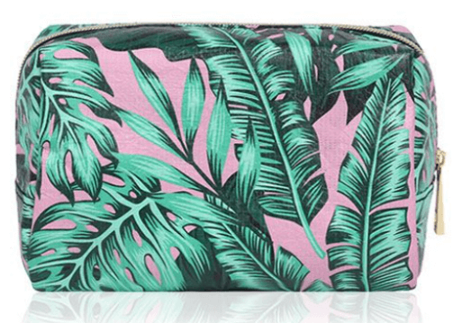 Tropical leaf full-print cosmetic bag