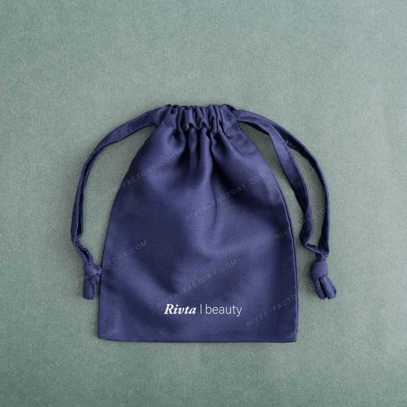 Bamboo fiber drawstring pouch for skincare starter kit packaging