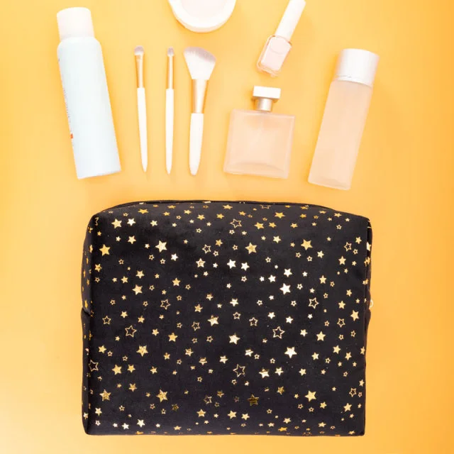 Premium cabin beauty pouch for first class and business class airline amenity comparison