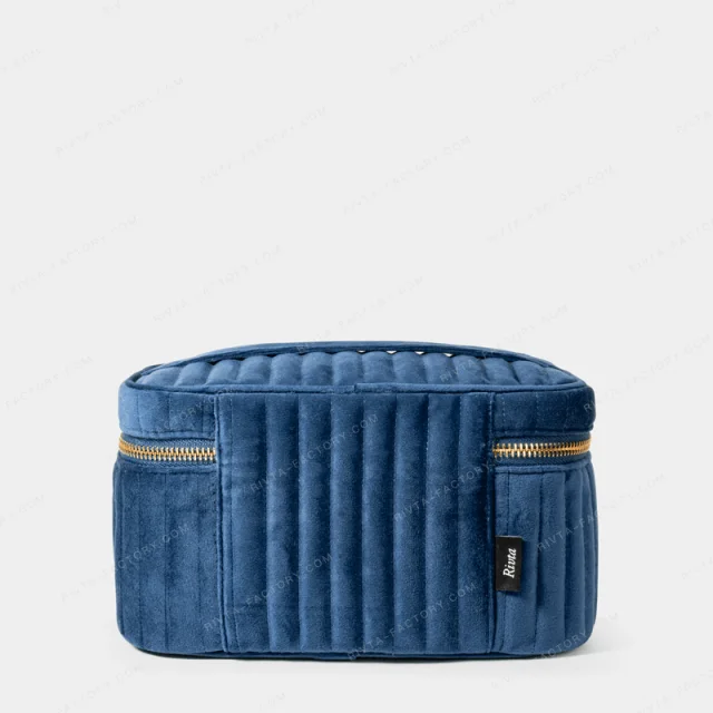 Velvet and satin material route for first class airline pouch