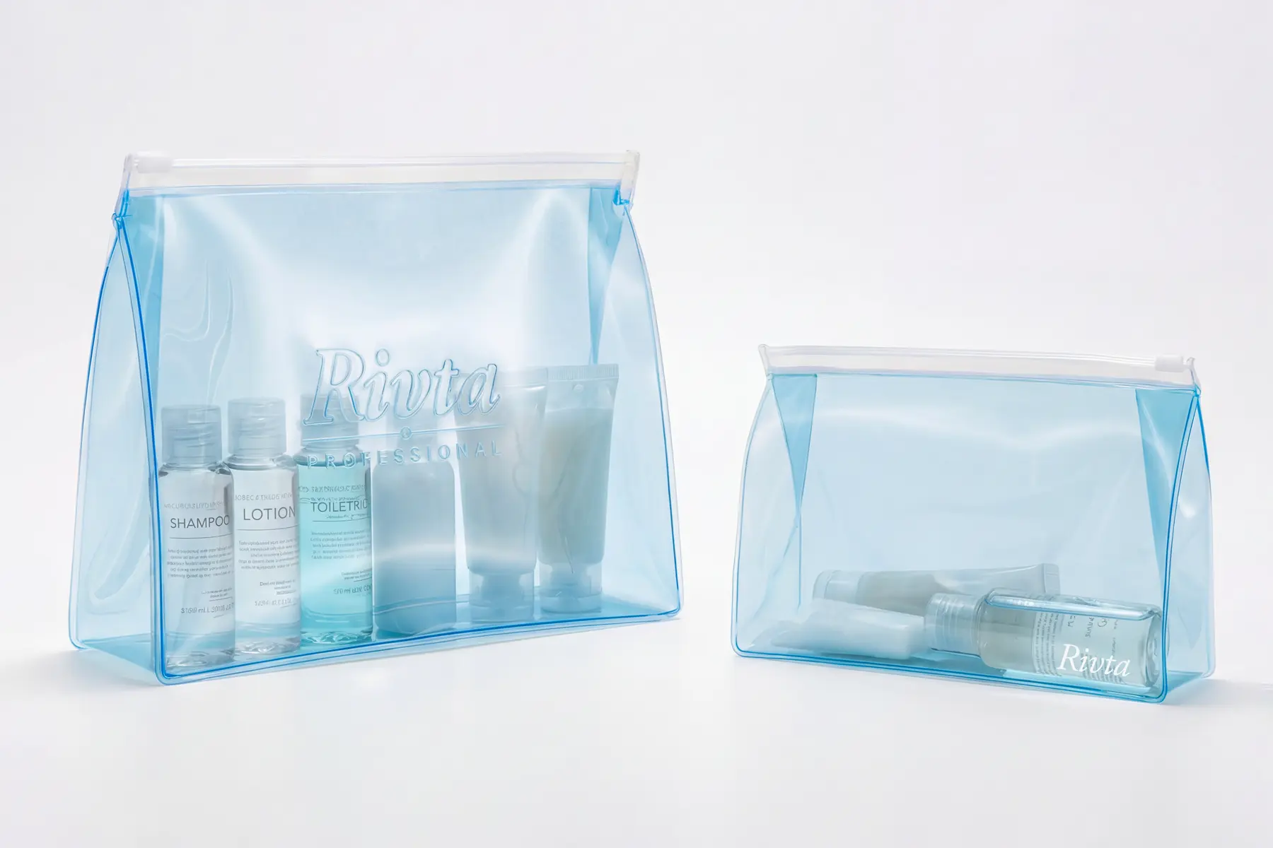 Premium airline beauty collaboration cosmetic pouch with contents