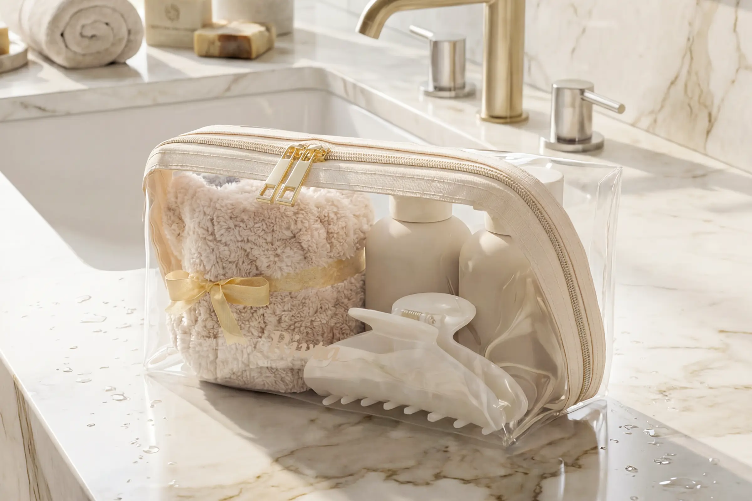 Hotel amenity cosmetic pouch sample approval for beauty brand audit review
